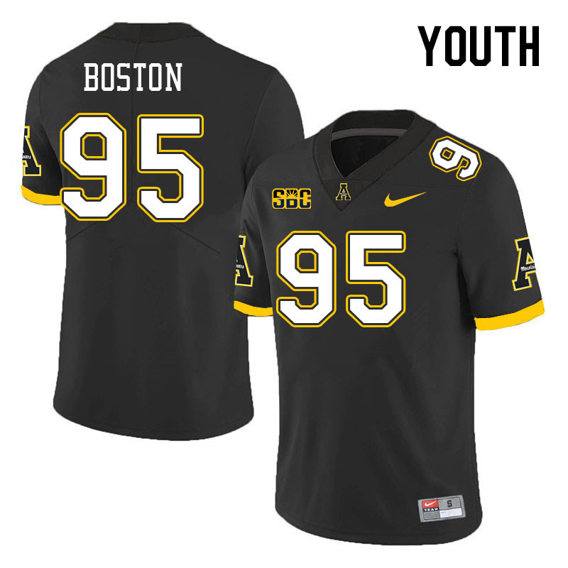 Youth #95 Kason Boston Appalachian State Mountaineers College Football Jerseys Stitched Sale-Black